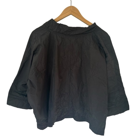 Kozan Amaya Top Pull Over Boxy Crop Top Textured Scrunched Fabric Black Size Sm - Picture 5 of 14